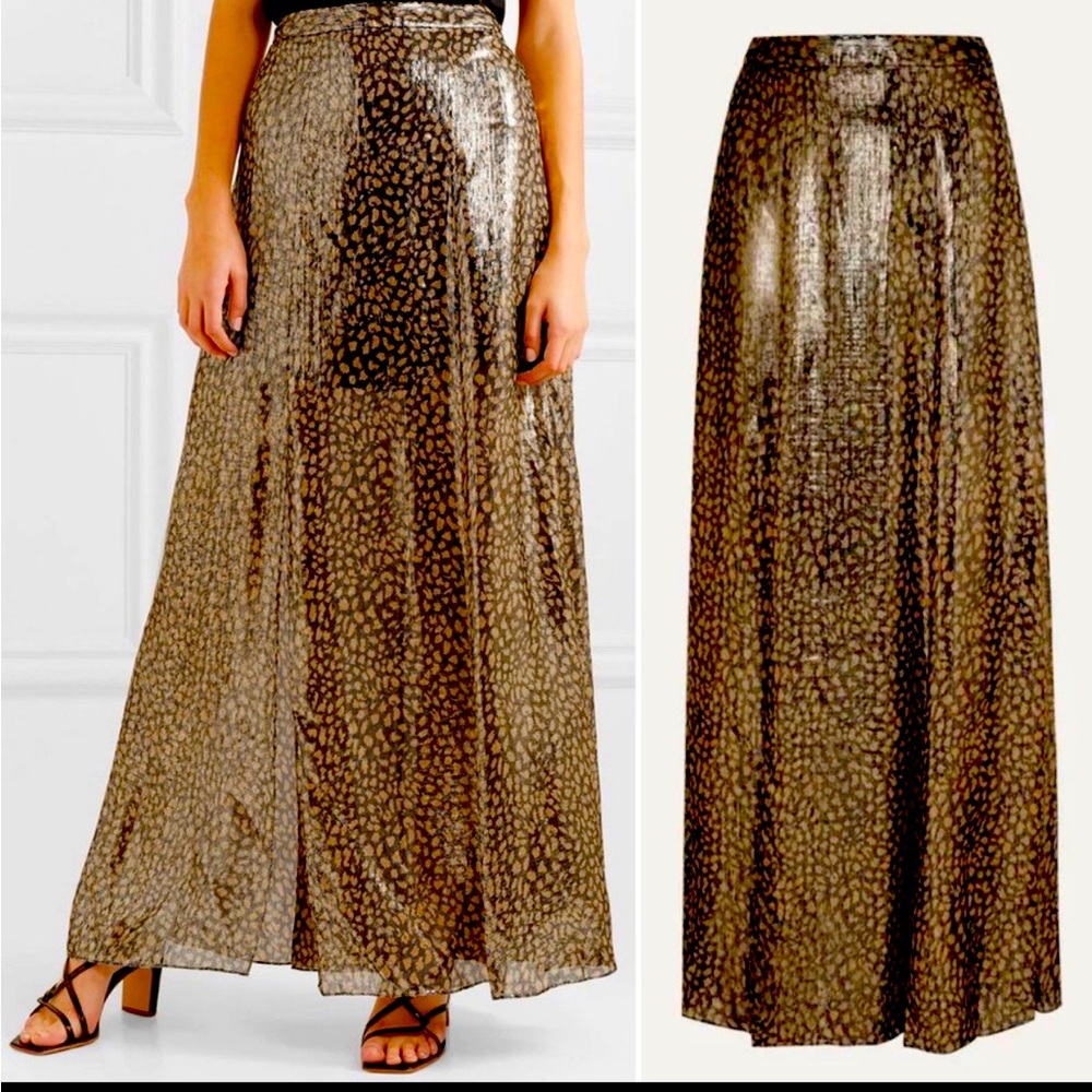 Alice + Olivia Athena Leopard-Print Silk Maxi Skirt. Brand New